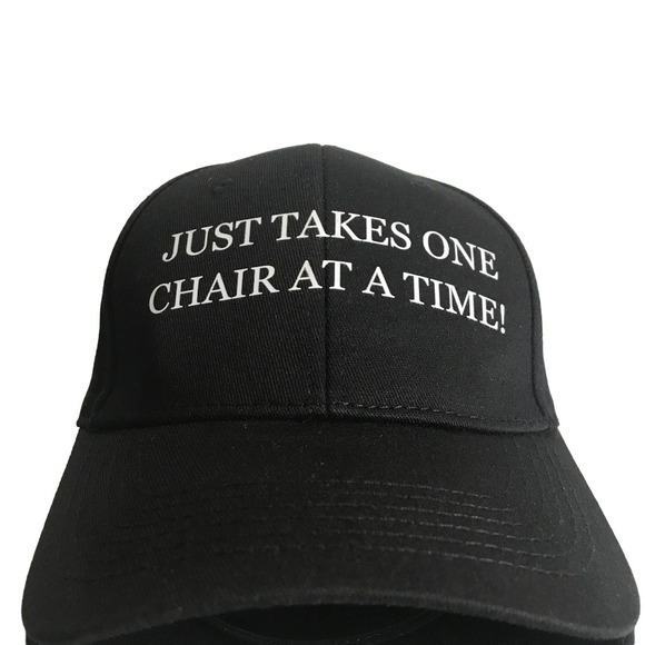 NWT Unisex Black Baseball Caps “Just Takes One Chair At A Time” - Picture 4 of 4